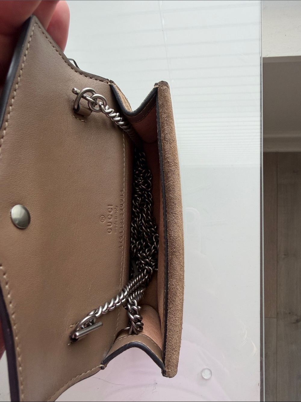 Gucci Beige GG Mini Shoulder Bag with Brown Trim and Silver Hardware - Picture 8 of 8